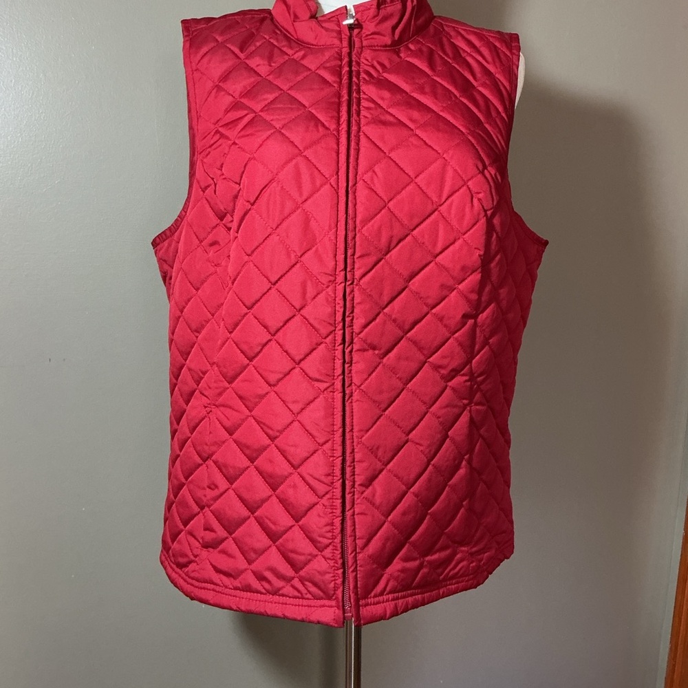 Basic Editions Flannel Lined Quilted Crimson Vest - image 8